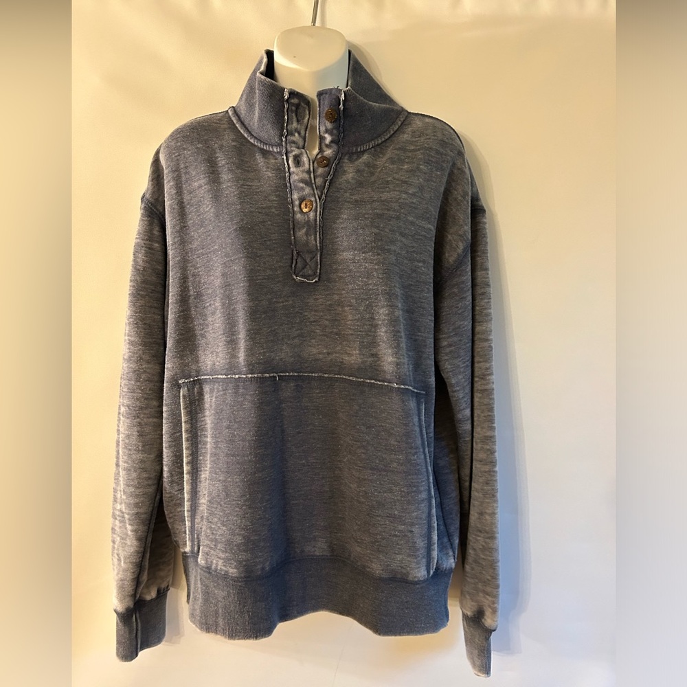 ROYCE HENLY PULLOVER VTG BLUE BURN WASHED FLEECE WOMEN’S SWEATSHIRT SIZE MEDIUM